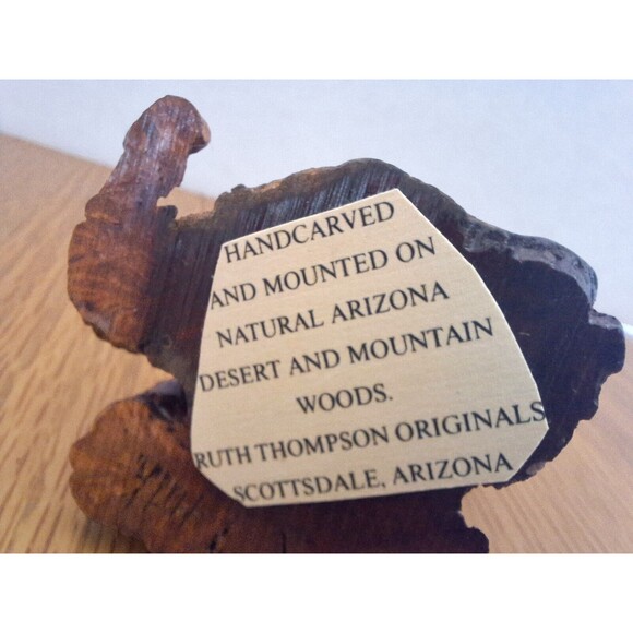 Vtg Ruth Thompson Originals Quail Bird Hand Carved Wood Mounted On Arizona Woods - Picture 5 of 5